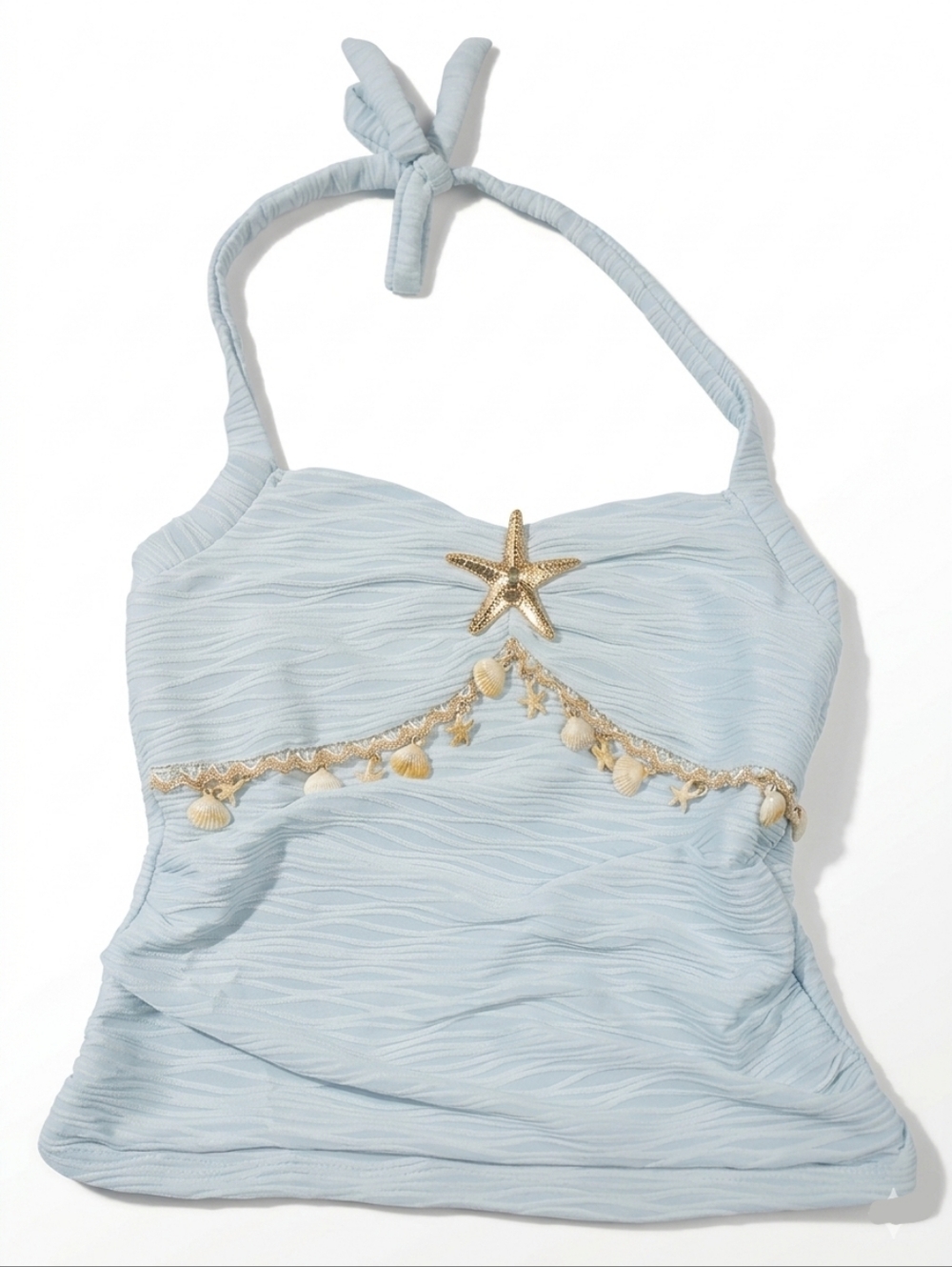 Coastal Beach Seashell Halter Top Size Small